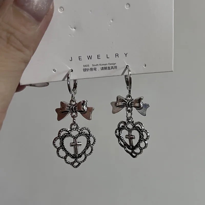 Enchanted Heart Bow Earrings