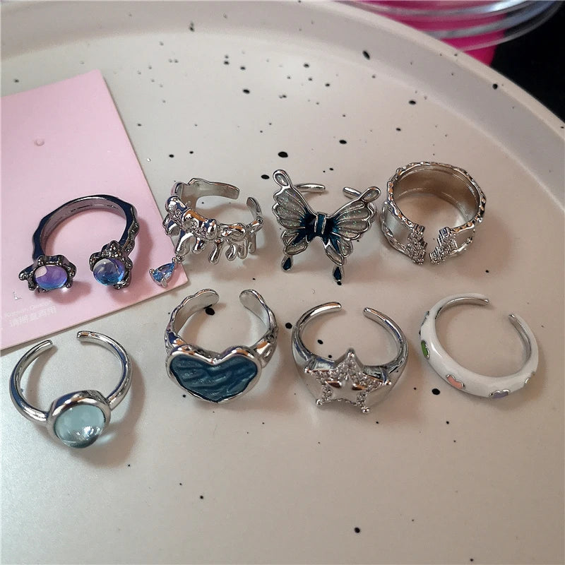K-pop Vintage - 8pc Ring set