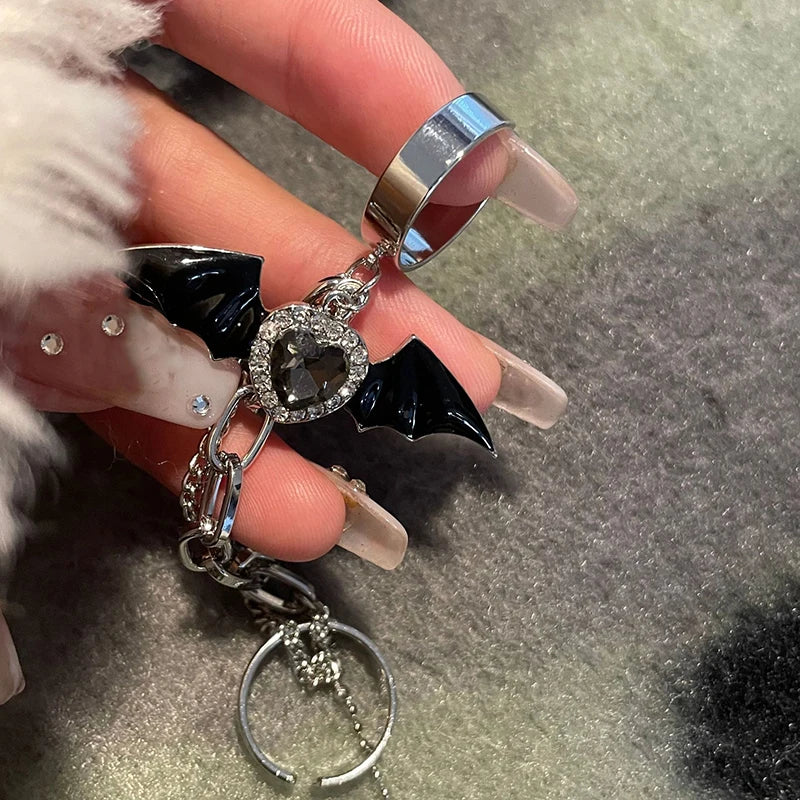 Black Bat -Cross Chain Ring