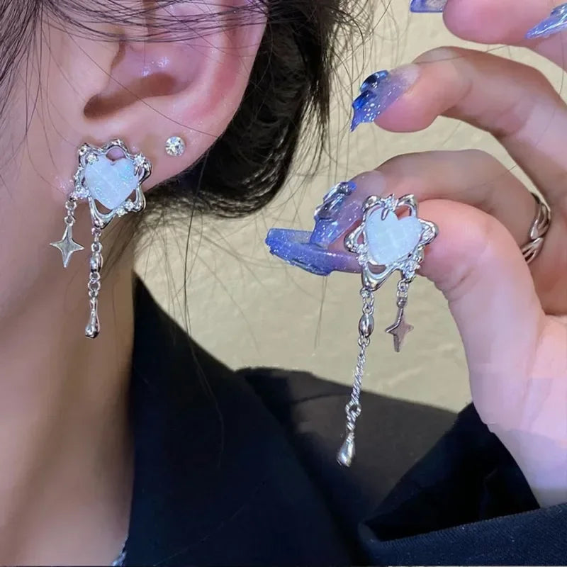 Cyber Celestial Star Drop Earrings