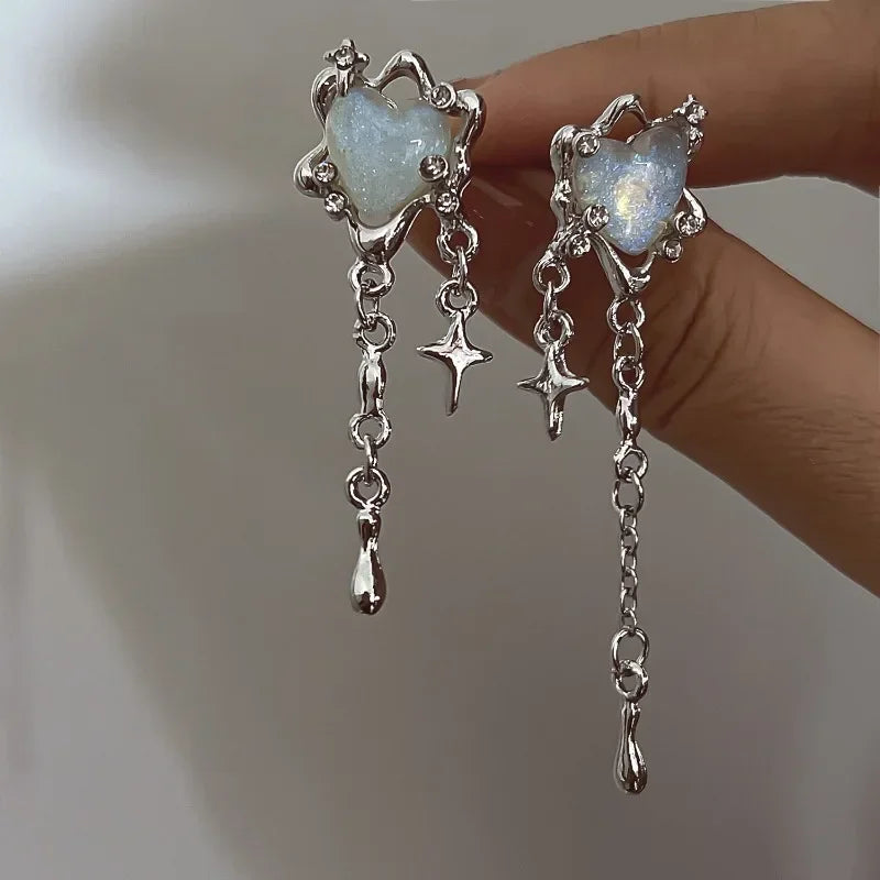 Cyber Celestial Star Drop Earrings
