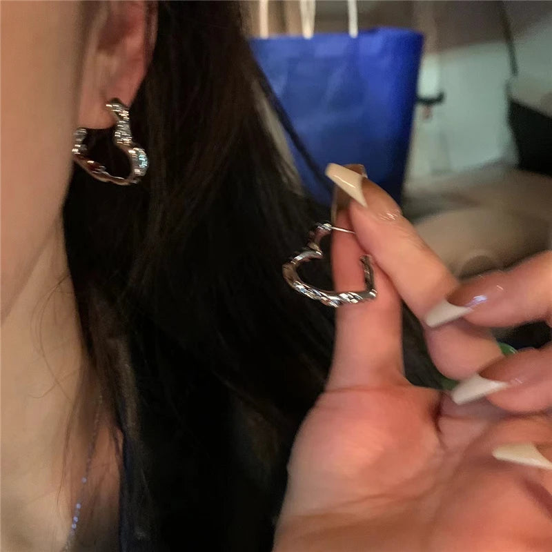 Heartbeat Rhythm Crystal Hoops
