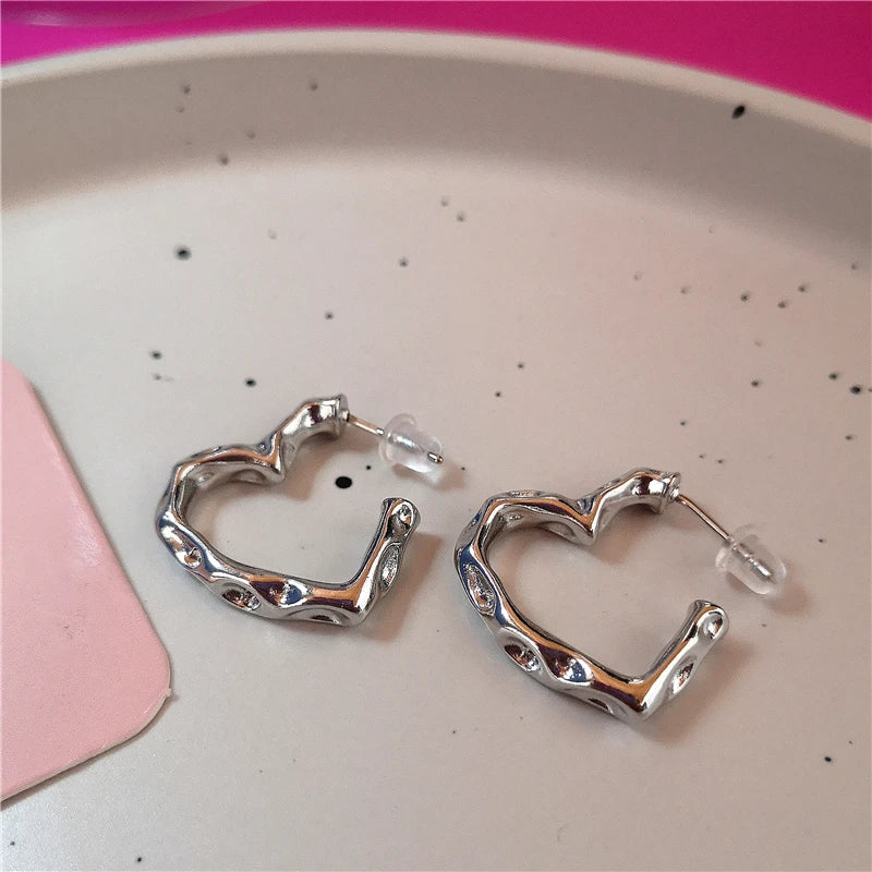 Heartbeat Rhythm Crystal Hoops