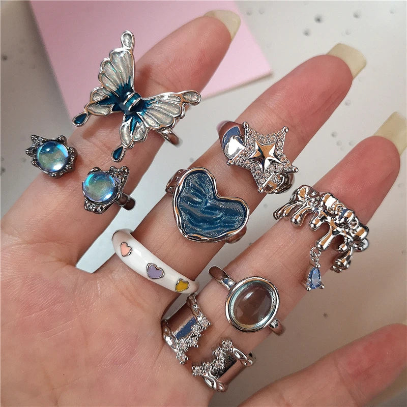 K-pop Vintage - 8pc Ring set