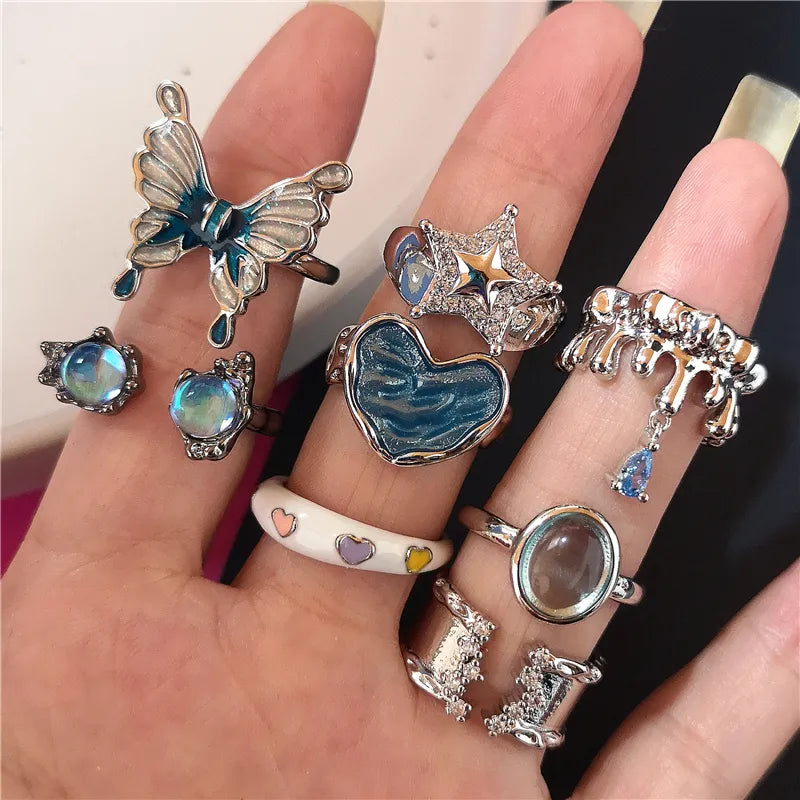 K-pop Vintage - 8pc Ring set